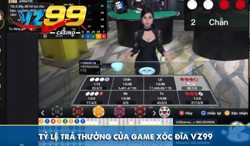 Tỷ lệ trả thưởng của game xóc đĩa VZ99